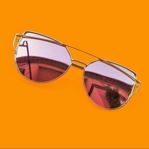 Cat Eye Mirrored Flat Lens Sunglasses